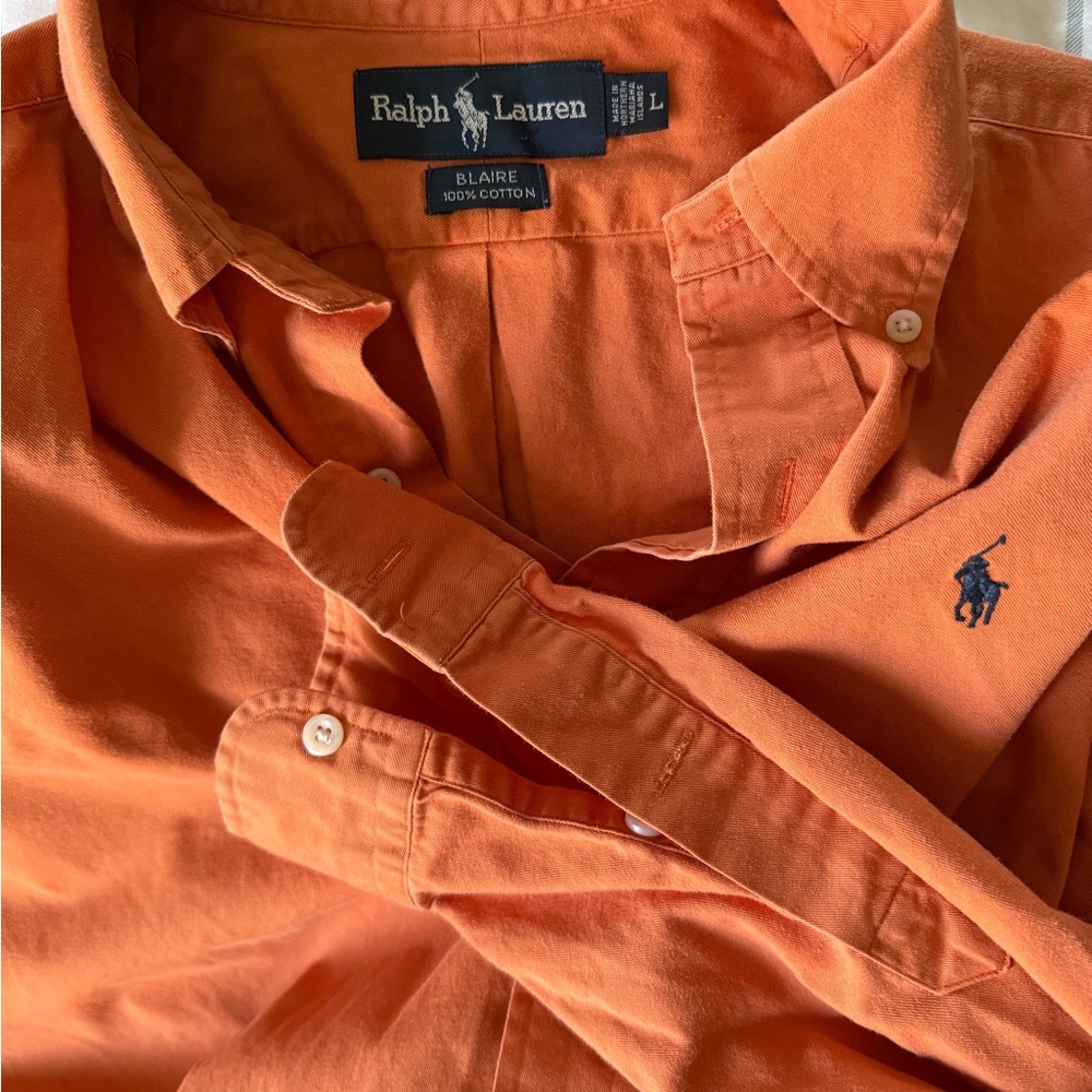 Ralph Lauren Men's Casual Orange Button Down Shirt
